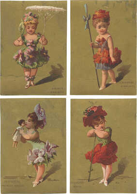 Лот из восьми рекламных карточек с изображениями детей. Б. м., [1900-е?].